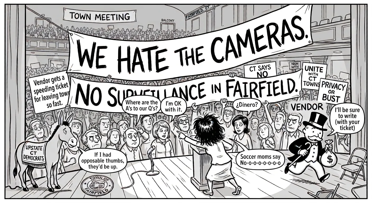 Rendering of a town hall meeting in Fairfield CT